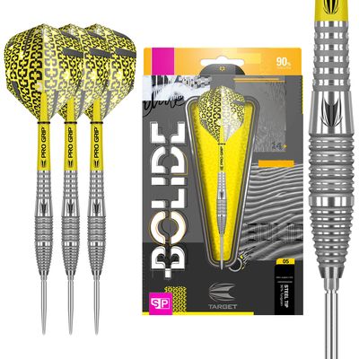 Target Darts Bolide 90% Tungsten Swiss Point Steel Tip Darts Set of 3, Barrel 05, 22 Grams | Featuring Pro Grip Dart Stems, Number 6 Dart Flights, Swiss Points | Professional Darts