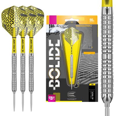 Target Darts Bolide 90% Tungsten Swiss Point Steel Tip Darts Set of 3, Barrel 04, 21 Grams | Featuring Pro Grip Dart Stems, Number 6 Dart Flights, Swiss Points | Professional Darts