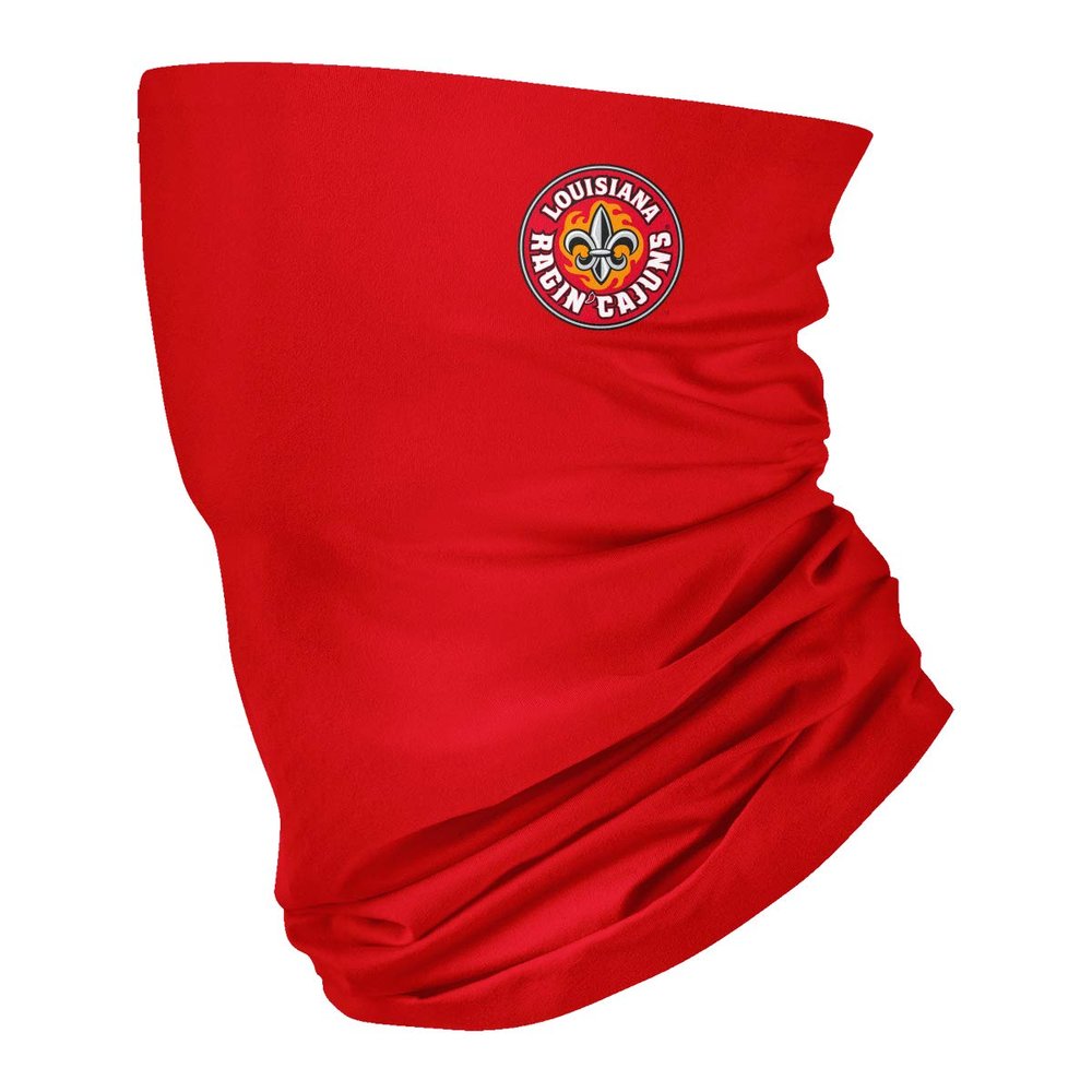 University of Louisiana at Lafayette Red Solid Logo Design Neck Gaiters for Men and Women - Four Way Stretch Fabric Breathable Neck Warmer