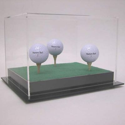 Collectible Supplies Deluxe Acrylic Triple Golf Ball Display Case Holder with Tees