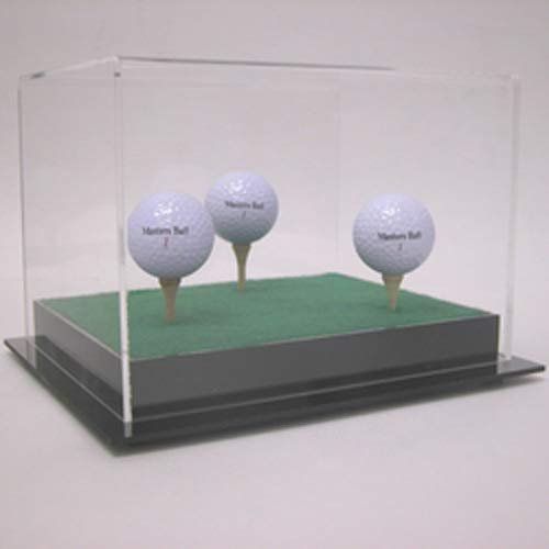 Collectible Supplies Deluxe Acrylic Triple Golf Ball Display Case Holder with Tees