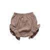 3PC Shorts Set Newborn Baby Girls Boys PP Pants Cotton Linen Blend Cute Floral Bloomers Triangle Shorts (B Black+Pink+Khaki, 0-6 Months) view 4