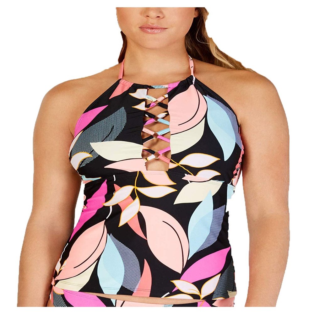 Hula Honey Juniors Printed Halter Tankini Top (X-Small)