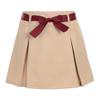 Nautica Girl's School Uniform Pleated Pull-on Scooter Skirt With Undershorts, Knit Waistband, Khaki/Striped Belt, 18 Plus view 1