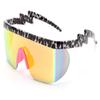 FEISEDY Shield Sport 80s Sunglasses Men Women Flat Top Mirrored Siamese Ski Goggles Stylish Rainbow B2602 view 1