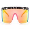 FEISEDY Shield Sport 80s Sunglasses Men Women Flat Top Mirrored Siamese Ski Goggles Stylish Rainbow B2602 view 2