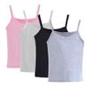 Anktry 2-8 Years Little Girls Solid Colors Soft Camisole Undershirts 4 Pack Kids Comfort Breathable Tank Tops, Pink + White + Black + Grey, 8-10 Years