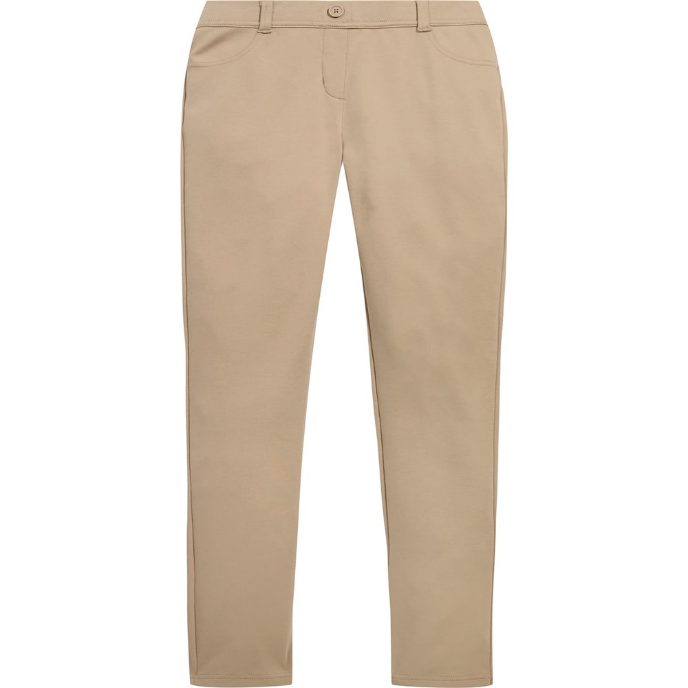 Nautica Girls School Uniform Skinny Pants, Elasticized Waistband with Button Closure, Functional Pockets & Stretch Twill Material Leggings, Khaki, 18 Plus