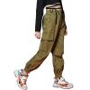 Rolanko Girls Cargo Pants Jogger Trousers with Pocket Street wear Kids Running Pants Clothing (ArmyGreen, 6-7) view 1