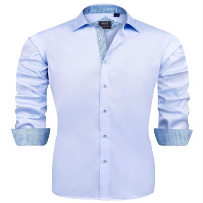 J.VER Mens Dress Shirts Stretch Wrinkle Free Button Down Shirt Business Casual Long Sleeve Stylish Tops for Wedding Party Prom Blue Blue Small