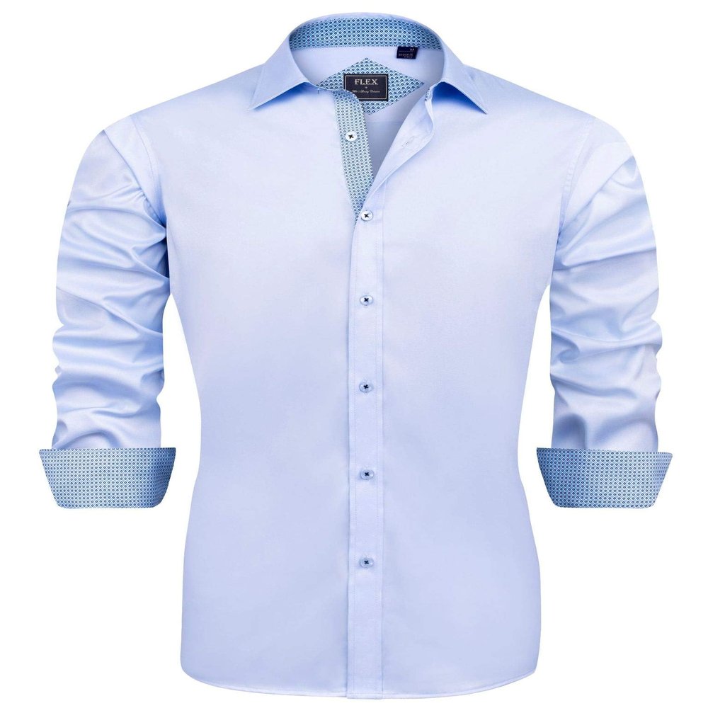 J.VER Mens Dress Shirts Stretch Wrinkle Free Button Down Shirt Business Casual Long Sleeve Stylish Tops for Wedding Party Prom Blue Blue Small