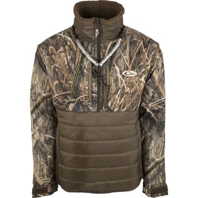 Drake Waterfowl Men's LST Guardian Flex Double Down Waterproof Windproof Insulated 1/4 Zip Eqwader Jacket, Blades Habitat, 3XL