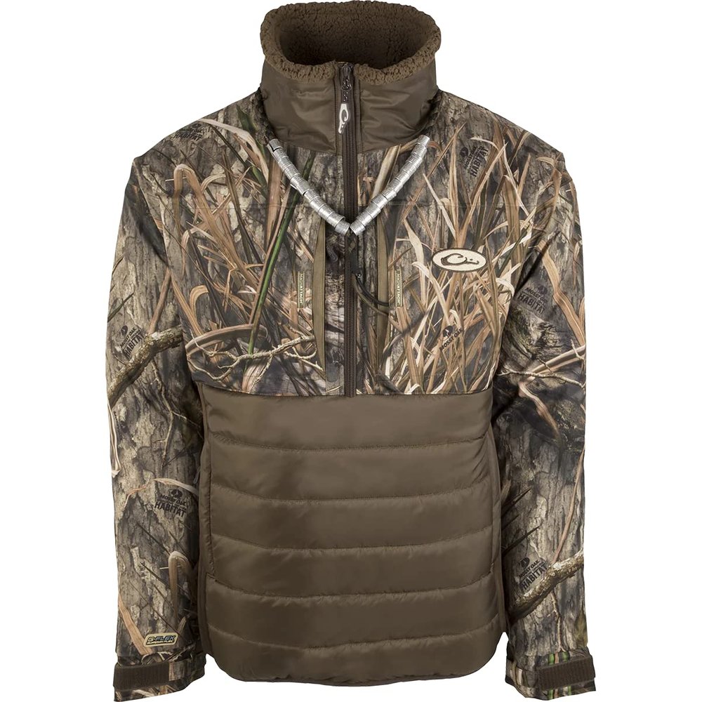 Drake Waterfowl Men's LST Guardian Flex Double Down Waterproof Windproof Insulated 1/4 Zip Eqwader Jacket, Blades Habitat, 3XL