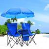 Skiku Portable Folding Double-Chair for Beach, Camping, Picnic w/Removable Umbrella, Cooler Bag and Carry Case view 2
