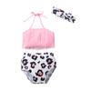 LYSMuch 3-Pieces Baby Girls Bikini Swimsuit Leopard Bathing Suit Toddler Beach Tassels Swimwear (Pink,3-6 Months) view 1