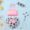LYSMuch 3-Pieces Baby Girls Bikini Swimsuit Leopard Bathing Suit Toddler Beach Tassels Swimwear (Pink,3-6 Months) view 2