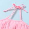 LYSMuch 3-Pieces Baby Girls Bikini Swimsuit Leopard Bathing Suit Toddler Beach Tassels Swimwear (Pink,3-6 Months) view 3