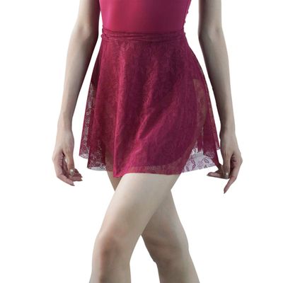 119143004 Lace Dance Skirt Wrap Ballet Skirts Baiwu (Dark Red, M)