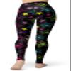sissycos Women's 80s Leggings Artistic Splash Printed Buttery Soft Stretchy Pants (X-Large, Neon Stars) view 2