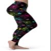 sissycos Women's 80s Leggings Artistic Splash Printed Buttery Soft Stretchy Pants (X-Large, Neon Stars) view 3