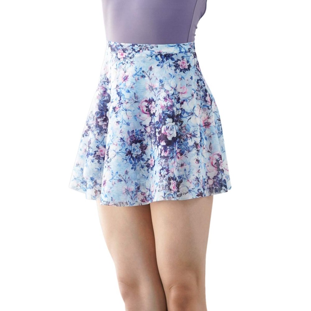 Baiwu 119143005 Floral Mesh Wrap Ballet Skirt Quality Dance Skirt Dancewear (Blue Floral, M)