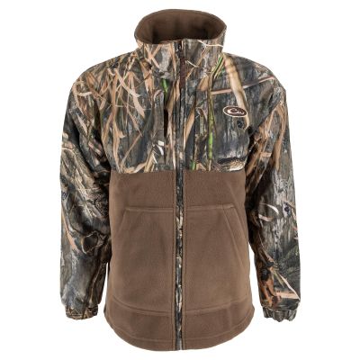 Drake Waterfowl Youth MST Eqwader Warm Moisture-Wicking Fleece Lined Waterproof Windproof Breathable Full-Zip Outdoor Jacket, Mossy Oak Shadowgrass Habitat, 8