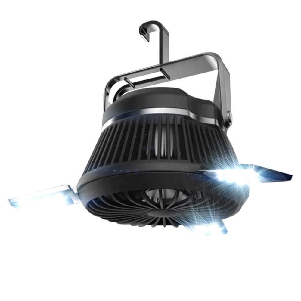 Portable Camping Fan with LED Lantern Rechargeable USB Desk Fan Kit for Tent Car RV