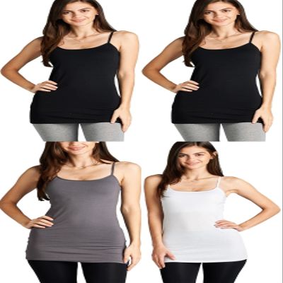 4 Pack Active Basic Women's Basic Tank Tops (xx-Large, Black/Black/Charcoal/White)