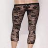 Oyolan Mens Sissy Sheer Floral Lace Low Rise Bulge Pouch Footless Legging Pants Tight Trousers Black Large view 4