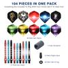 Tezoro Dart Accessories Kit Including Aluminum Dart shafts,Dart Flights, Flight Savers, Sharpener, O-Rings -Bulk Pack of 104 Pieces view 2