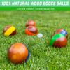GoSports 100 mm Hardwood Bocce Set with 8 Premium 12 oz Wood Balls, Pallino, Case and Measuring Rope view 2