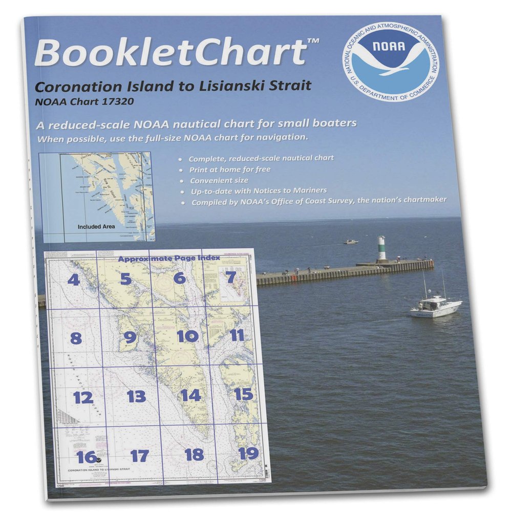 Paradise Cay Publications NOAA BookletChart 17320: Coronation Island to Lisianski Strait, Handy 8.5" x 11" Size. Paper Chart Book Designed for use Aboard Small Craft