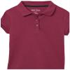 Nautica Girls' School Uniform Short Sleeve Polo Shirt, Button Closure, Soft Pique Fabric, Burgundy, 4 view 3
