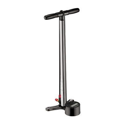 LEZYNE Alloy Digital Drive 3.5 High Pressure Bicycle Floor Pump with 3.5" Digital Gauge, Durable Aluminum 220PSI Tire Air Pump for Road/Track Bike, ABS-1 Pro Chuck, Presta/Schrader Valve, Silver Gloss