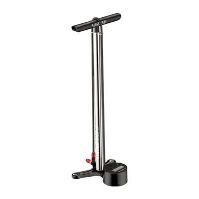 LEZYNE CNC Digital Drive 3.5 Bicycle Floor Pump with Digital Gauge, CNC Machined Aluminum High Pressure 220PSI Tire Air Pump for Road/Track Bike, ABS-1 Pro Chuck, Presta/Schrader Valve, Silver Gloss