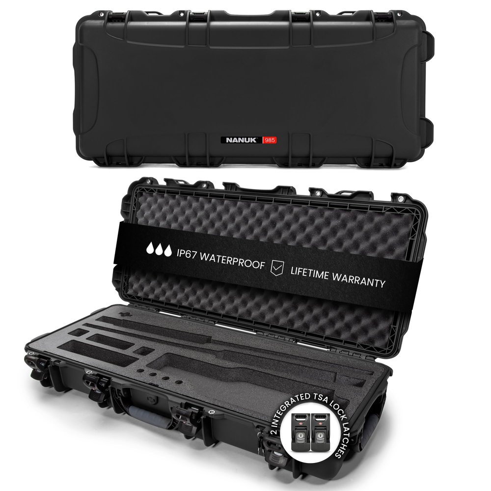 Nanuk 985 Takedown Waterproof Hard Case with Wheels and Custom Foam Insert - Black