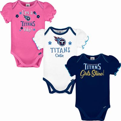 Gerber NFL Baby Girls 3 Pack Short Sleeve Bodysuit, Team Color, 6-12 Months US