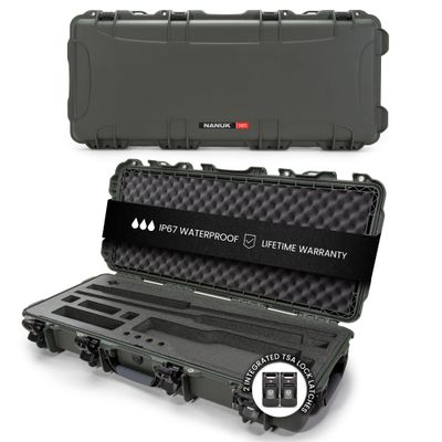 NANUK 985 Hard Case 40 with Wheels & Custom Fit Foam Insert, IP67 Waterproof & Crushproof, Rugged Construction for Ultimate Protection, Made in North America Olive (39.7 x 17.3 x 6.6)