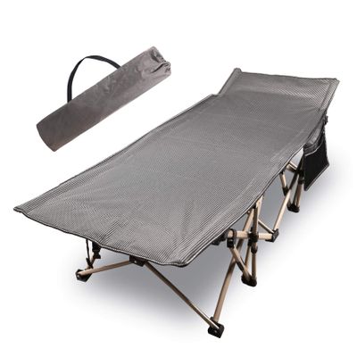 CAMPMOON Folding Camping Cots for Adults 500lbs, Heavy Duty Sturdy Portable Sleeping Cot for Camping Outdoor & Indoor, Travel Cot with Carry Bag, Double Oxford Fabric, Gray