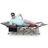 CAMPMOON Folding Camping Cots for Adults 500lbs, Heavy Duty Sturdy Portable Sleeping Cot for Camping Outdoor & Indoor, Travel Cot with Carry Bag, Double Oxford Fabric, Gray view 2