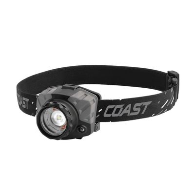 Coast FL88 650 Lumen Tri-Color (White/Red/Green) Pure Beam Twist Focus LED Headlamp, Batteries Included, Black