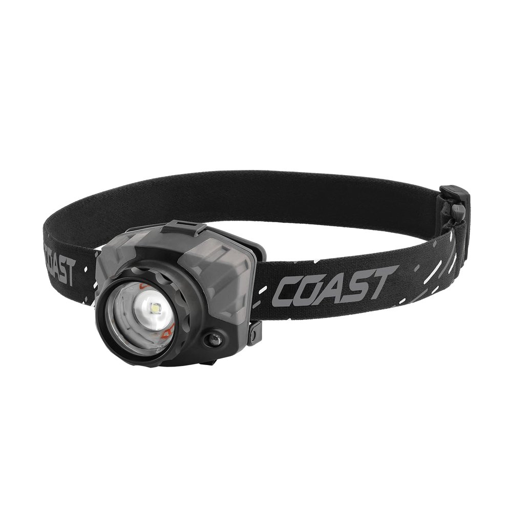 Coast FL88 650 Lumen Tri-Color (White/Red/Green) Pure Beam Twist Focus LED Headlamp, Batteries Included, Black