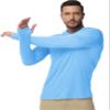 Boladeci Fishing Shirts for Men Sun Hoodie UPF 50+ Long Sleeve Swim Shirt Sun Protection UV Lightweight Hoodies Water SPF Rash Guard Tops Blue S view 2