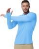 Boladeci Mens Summer Shirt Fishing Hoodies UPF 50+ Long Sleeve Sun Protection with Hood Cooling Shirts SPF UV Rash Guard Tops Blue M view 2