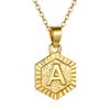 GoldChic 18K Gold Plated Letter A Necklace for Men Women Tiny Hexagon Charm Initial Pendant with 3mm Rolo Chain view 1