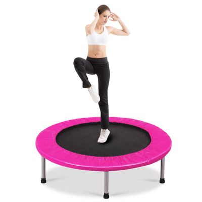 Giantex Mini Fitness Trampoline for Adults, 38 Inch Rebounder Trampoline, with Padding & Springs Elastic Safe for Indoor Outdoor Exercise Workout, Foldable Exercise Trampoline (Pink)