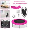 Giantex Mini Fitness Trampoline for Adults, 38 Inch Rebounder Trampoline, with Padding & Springs Elastic Safe for Indoor Outdoor Exercise Workout, Foldable Exercise Trampoline (Pink) view 2
