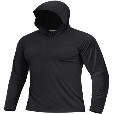 Boladeci Sun Protection Shirts for Men Fishing Hoodie UPF 50+ Long Sleeve Swim Shirts UV SPF Rash Guard Water Summer Fishing Gear Black XXL
