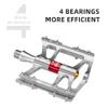 ROCKBROS 4 Bearings Mountain Bike Pedals MTB Padals Platform Flat Bike Pedals Aluminum Alloy 9/16" view 2