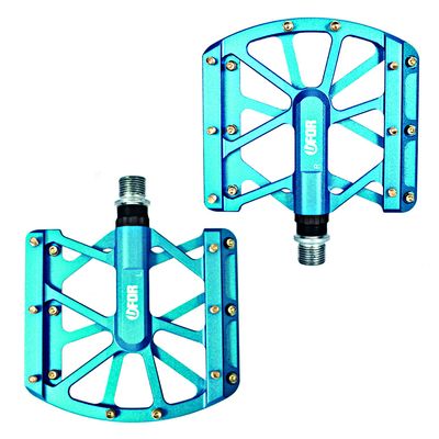 UFOR Mountain Bike Pedals, Aluminum Alloy Platform MTB Pedals, Short Axle_Blue